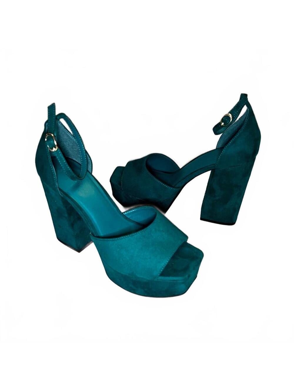 Nordstrom Open Edit Teal Suede Platform Heels Size 9